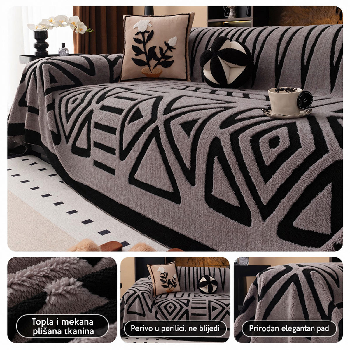 🎉Posebna ponuda! 🛋️Mekane i protuklizne plišane navlake za kauč【180 × 130 cm】