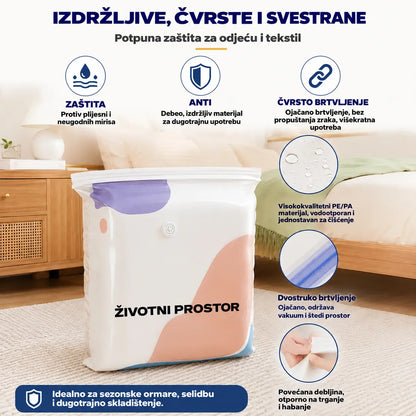 👕📦【5 komada】Kompresijske vrećice za pohranu odjeće, nije potrebno vakuumiranje, ojačani dizajn