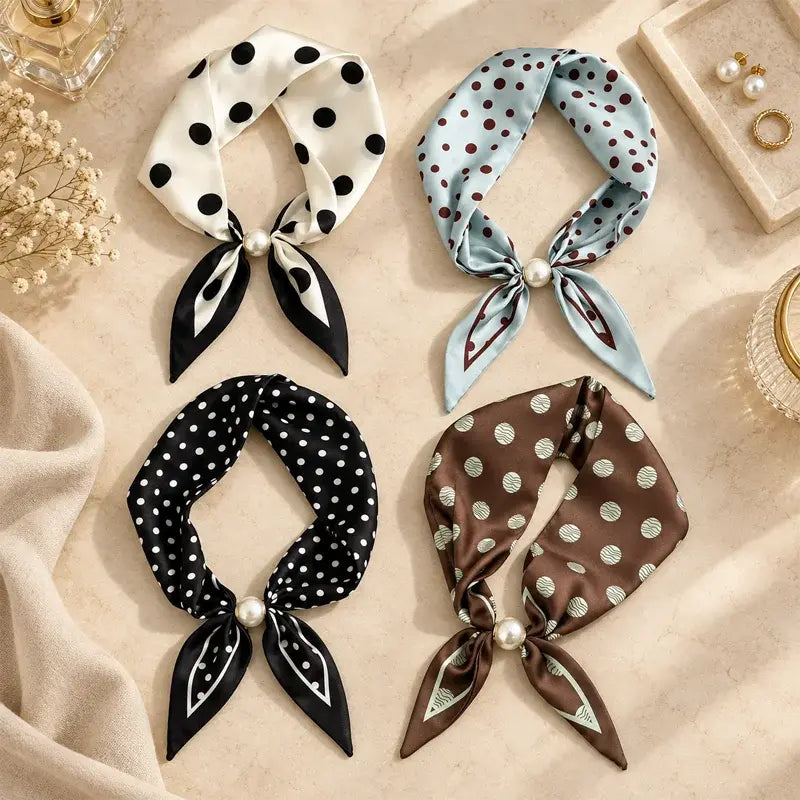 ✨ Paket od 4 uske svilene marama - odišu elegancijom i profinjenošću! Nježna tekstura, svestrane i jednostavne za kombiniranje