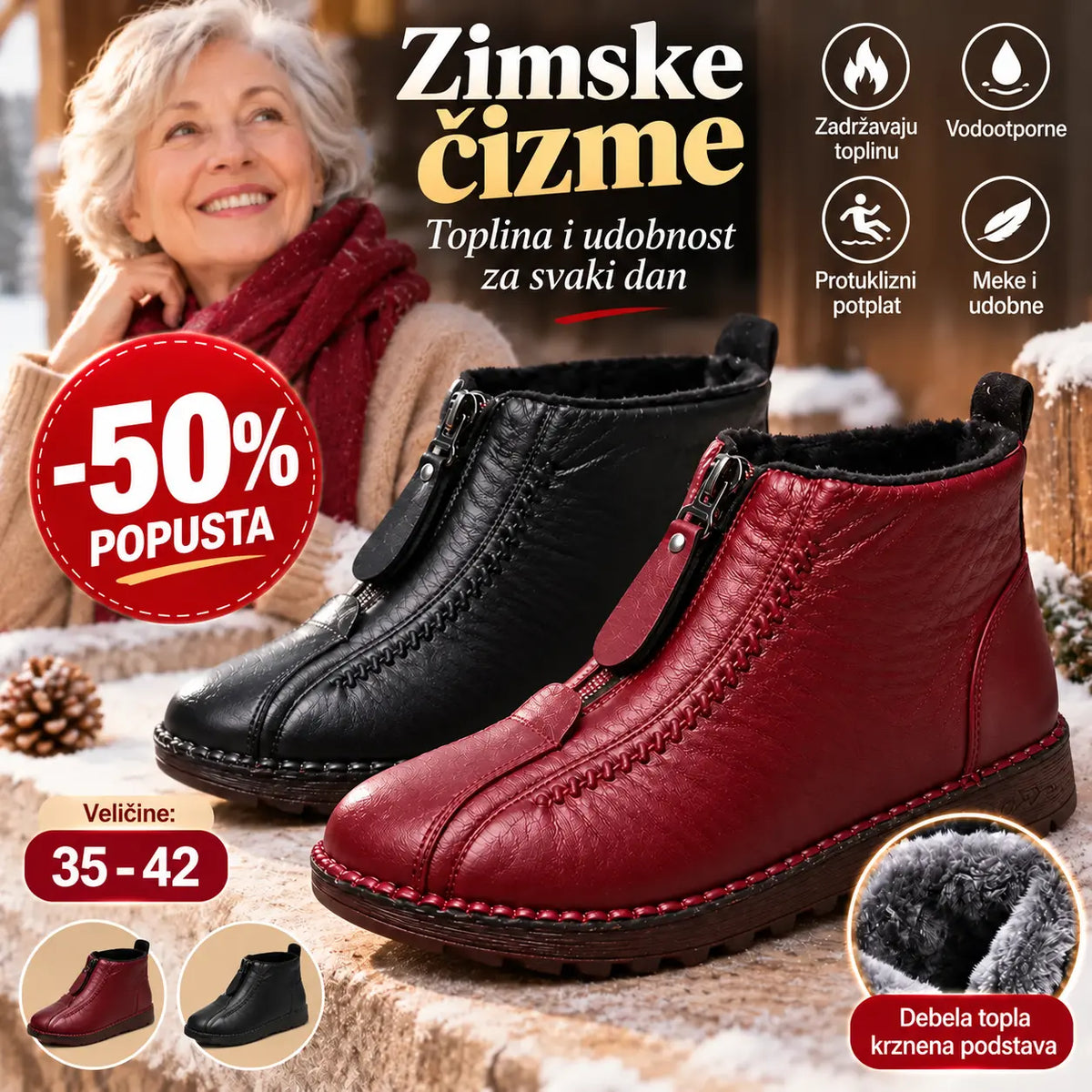 🔥【35-41】 Ručno izrađene talijanske ženske gležnjače od prave kože s protukliznim potplatom