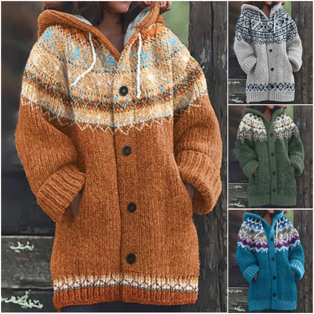 🔥🔥【S~5XL】✨Nova šarena pletena jakna s kapuljačom za jesen/zimu - debela i topla - savršena za jesensko i zimsko nošenje