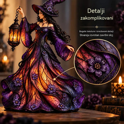 🧙‍♀️ Figurica vještice za Noć vještica u gotičkom stilu (s LED lampionom)