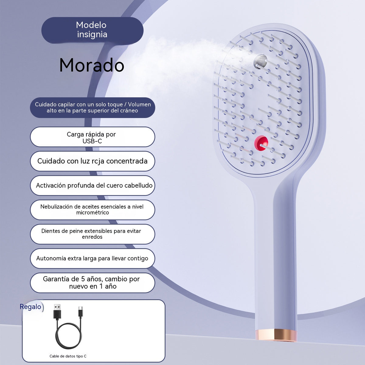 【50%OFF】💖💨Češalj s funkcijom prskanja jednim gumbom za učinkovito sprječavanje zapetljavanja kose.