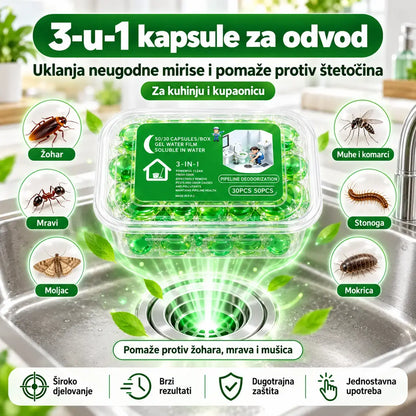2 pakiranja (100 tableta) 👍Kapsule topljive u vodi za uklanjanje neugodnih mirisa iz odvoda - savršeno rješenje za sprječavanje širenja mirisa u kupaonicama i kuhinjama