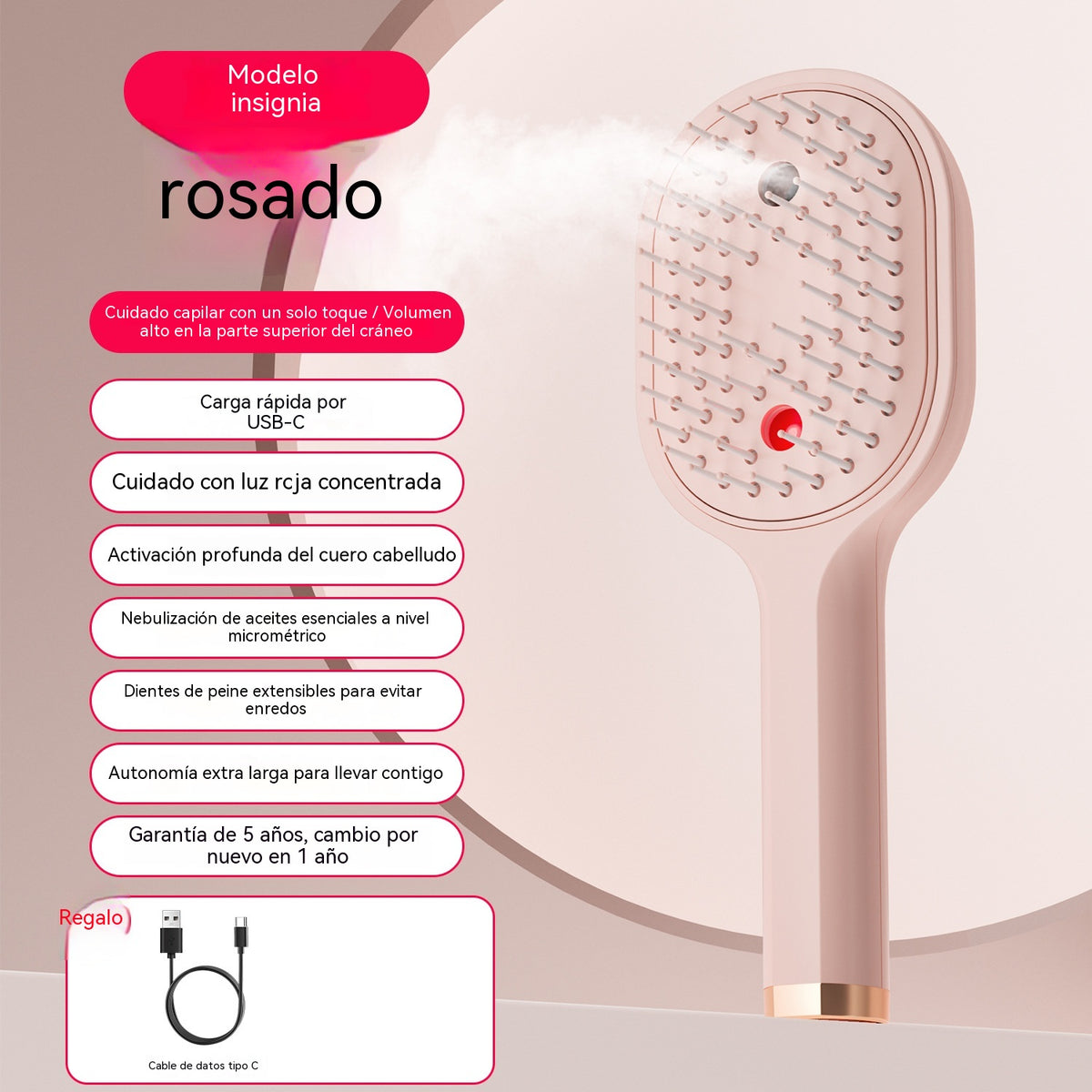 【50%OFF】💖💨Češalj s funkcijom prskanja jednim gumbom za učinkovito sprječavanje zapetljavanja kose.