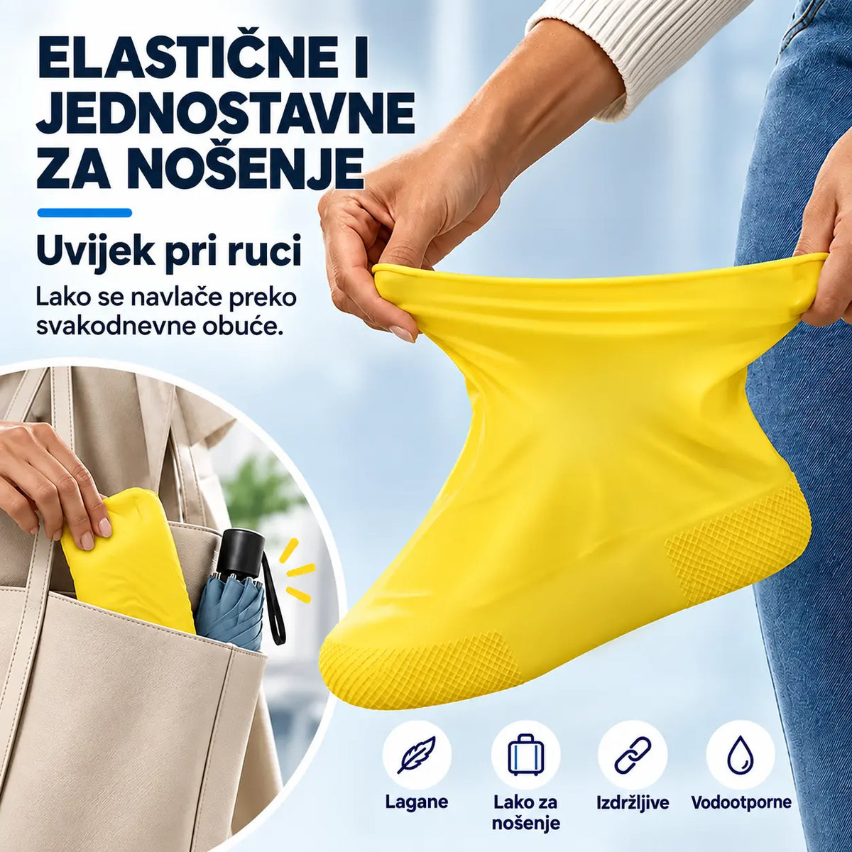 【2 para za 18 €】Spriječi da ti se tenisice smoče! Izdržljive vodootporne navlake za obuću: neklizajuće i sklopive – savršene za nošenje u torbi 🌧️