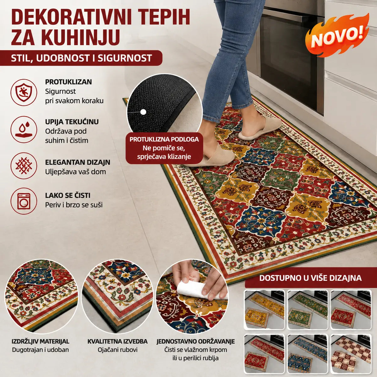 🔥【40cm × 60cm + 40cm × 120cm】🏠 Super upijajuća prostirka za pod, protuklizna, brzo se suši, lijepa i praktična – za dom