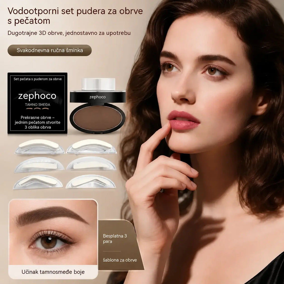 💖💆‍♀️Sada pečiatky a púdru na obočie, obsahuje tri páry pečiatok v tvare obočia