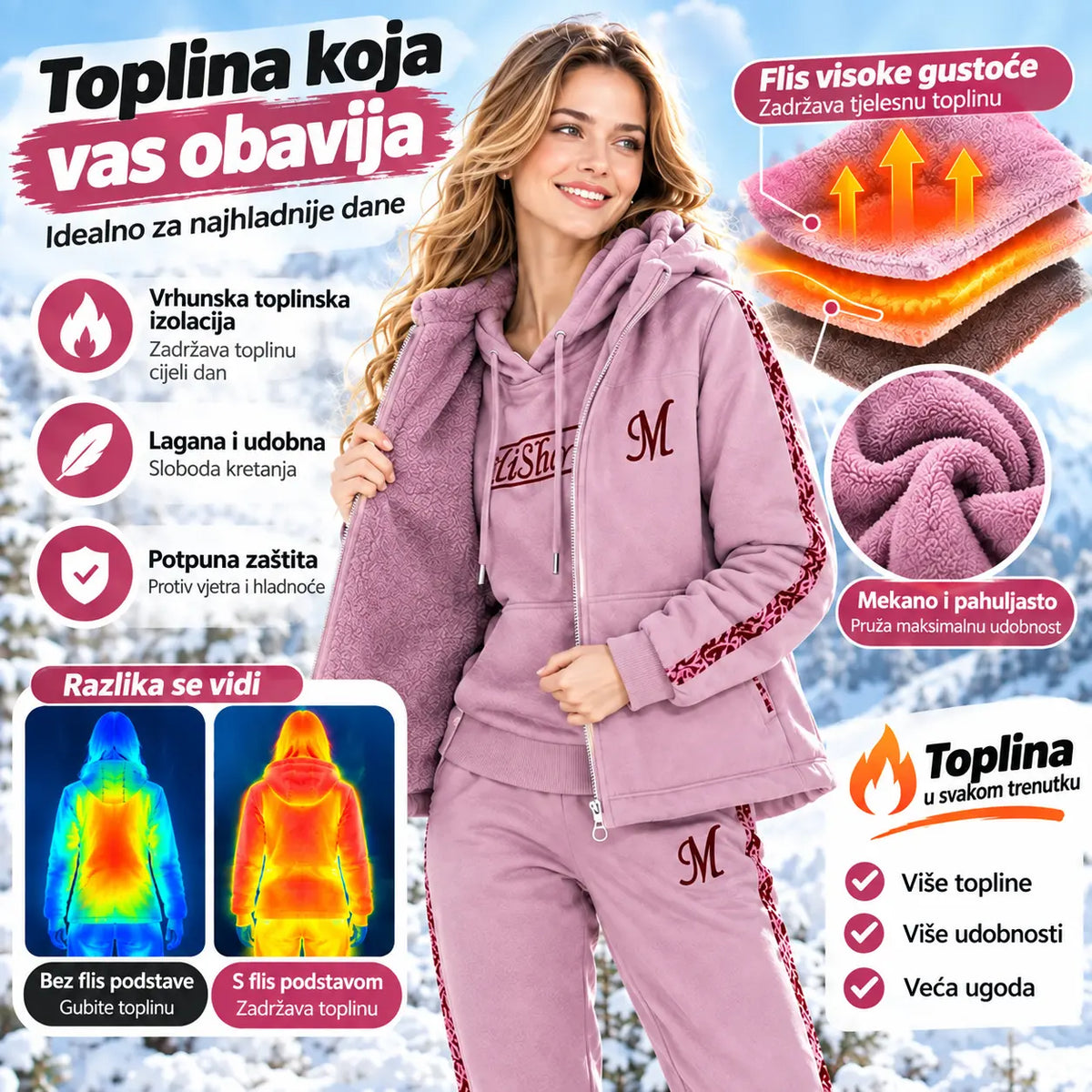 🔥【Duge hlače + majica s kapuljačom + jakna】Novi sportsko-ležerni komplet za jesen/zimu 2026. – podstavljen i topao